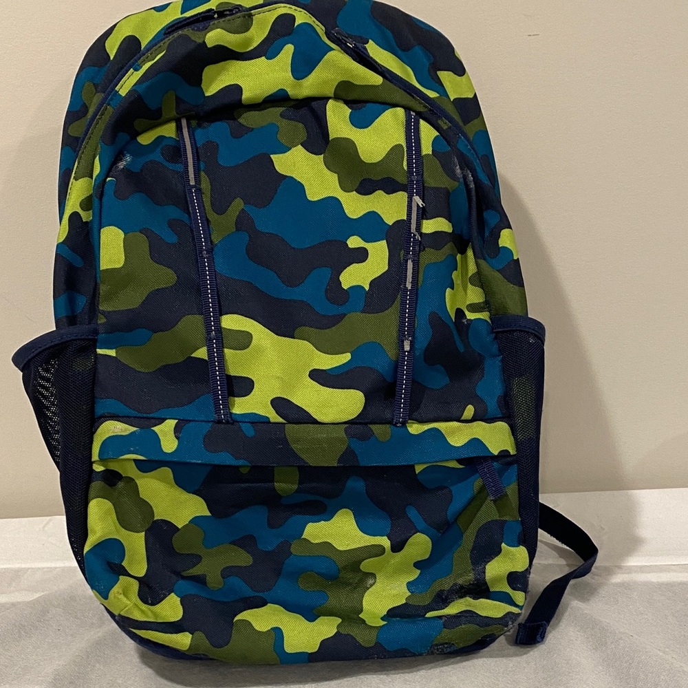 Lands' End ClassMate Camouflage Kids Youth Backpack - Green and Blue
